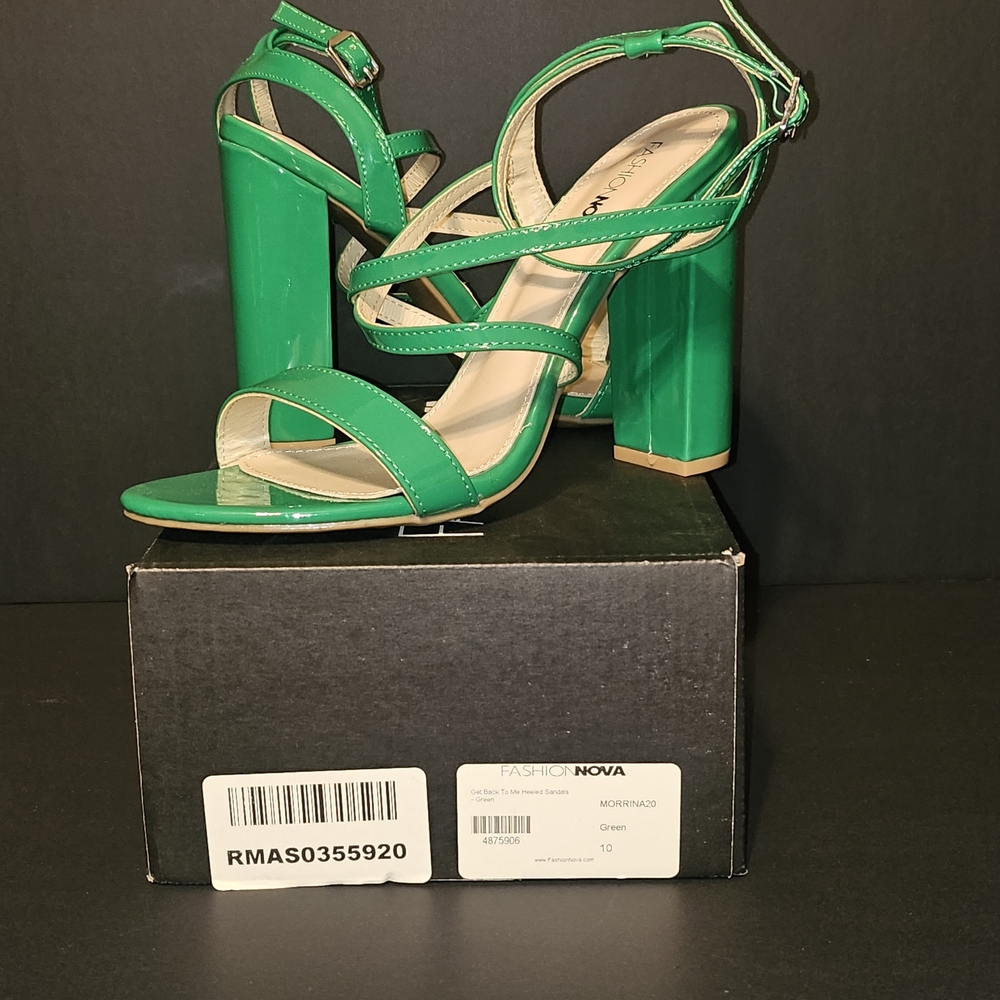 Fashion Nova Green Strappy Heels - Picture 3 of 9